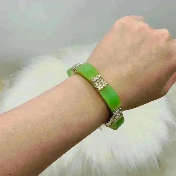 Green & Rhinestone’s Statement Bracelet - Picture 3 of 5